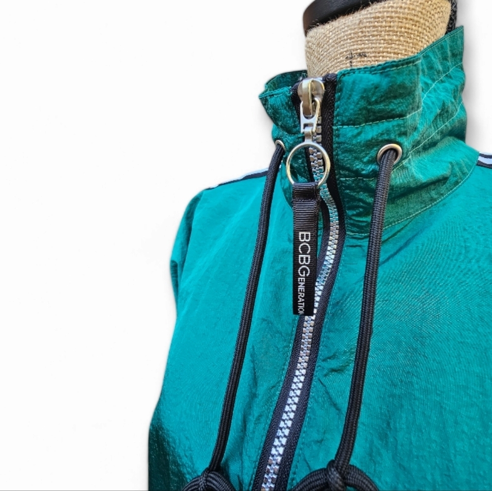 BCBGeneration  Teal/Green Track Pullover Windbreaker, Size M - Picture 5 of 8